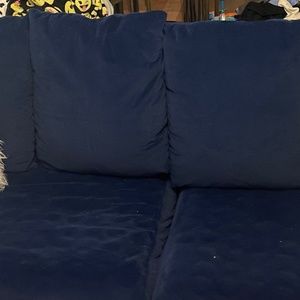 Two royal blue couches
